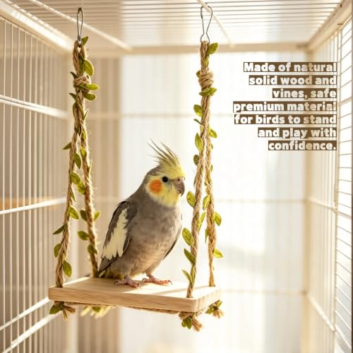 Spinning Bird-Toys Bird Cage Toys & Bird Perch Parrot-Parakeet Budgie Cockatiel Conure Macaw Chicken Parrot Enrichment Cage Accessories Small Animal Chewing Toy (Hanging Bird Swing) - color: Hanging Bird Swing