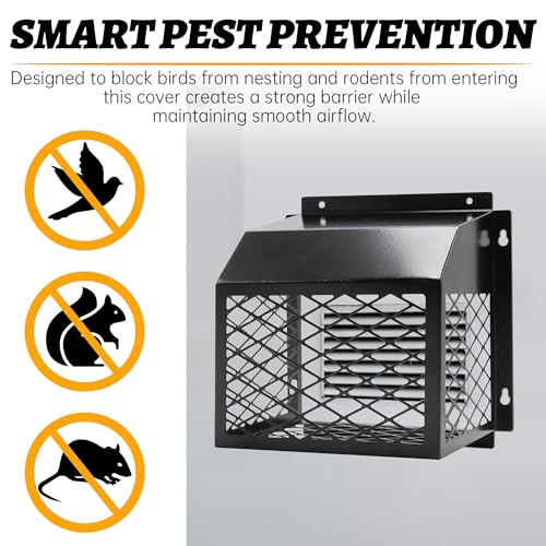 Universal Dryer Exhaust Guard Vent Cover Outside | 7"x7"x5" Heavy Duty Ventilation Bird Cage to Prevents Birds & Rodents from Entering Exhaust for 3" to 4" Bathroom Exhaust Fan - color: Black
