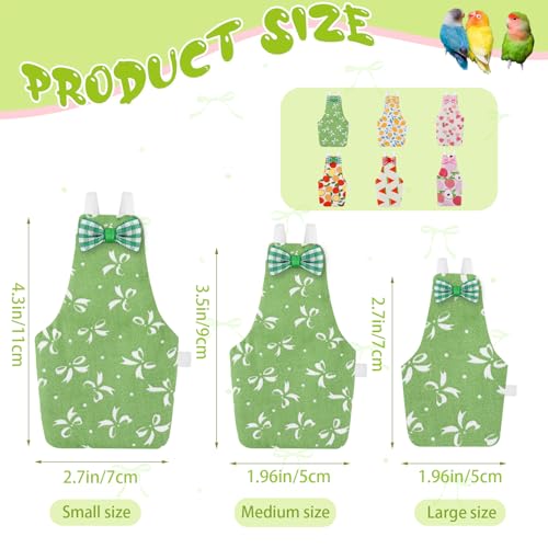 Bird Diaper Flight Suit, 3-Packs Lightweight Reusable Washable Elastic-Straps Parrot Clothes for Peony/Monk Parakeet, Prevents Poop Leaks & Feather Pecking (Bow+Lemon+Cherry, S) - color: Bow+Lemon+Cherry, size: S