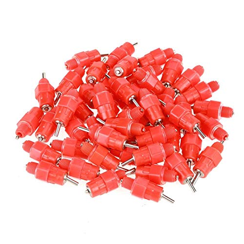 50Pcs Chicken Nipple Feeder, Automatic Chicken Waterer Nipple Drinker Feeders, Water Drinker Duck Hen Poultry Drinker, Fowl Drinker Kit for Chicken Quail Duck