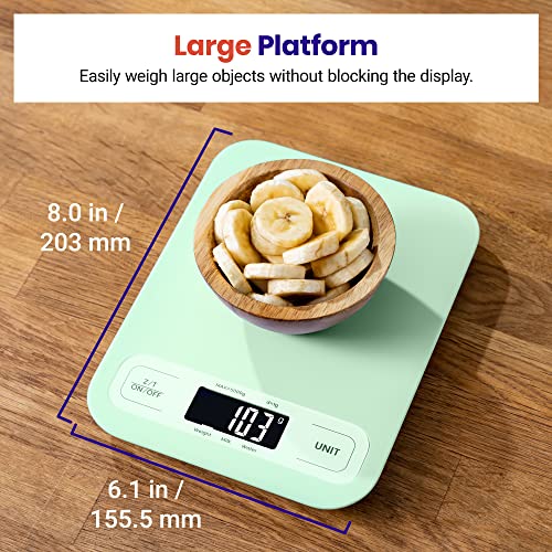 Etekcity Food Kitchen Scale, Digital Grams and Ounces, Large | Tare function, ideal for baking, weight loss, keto, meal prep, packages, liquids and jewelry, Green - color: Green