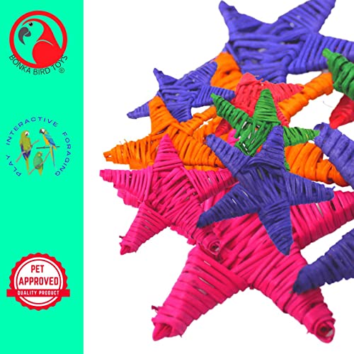 3324 Pk6 Medium Color Vine Star Foot Talon Craft Part Parrot Cage Toy, Conure, Ringneck, African Grey, and Similar Breed Sizes - color: Multi-colored