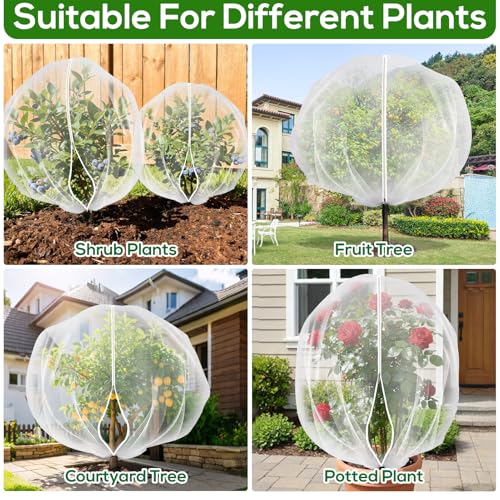 1 Pack 9.8 x 9.8 ft Fruit Tree Netting Covers with Zipper and Drawstring | Ultra-Fine Mesh Plant Cover for Fruit Trees, Flowers and Vegetables, Helps Shield Plants from Birds and Insects - size: 9.8 x 9.8FT/1Pack