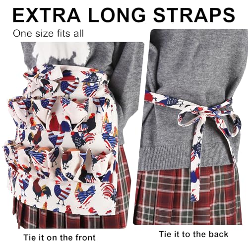 Egg Collecting Apron and Basket, 12 Pouches Chicken Egg Apron, 7 Pouches Chicken Eggs Basket, Collector Chicken Eggs - color: Flag Chicken, Half-body
