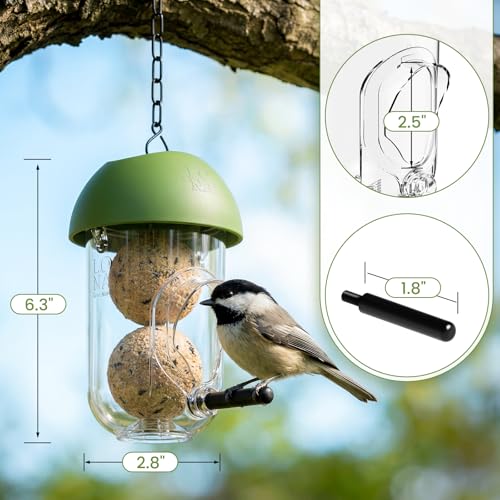 LONA Suet Ball Bird Feeder Outdoor Hanging Fat Ball Feeders with Versatile Mount Durable Weatherproof Washable Transparent Tube Wire Steel Metal Feeder for Wild Birds - style: Style4-Small Tube