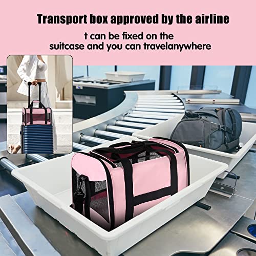 Cat Carrying Case - Pet Carrier Airline Approved, Protable and Breathable Pet Travel Carrier Removable Fleece Pad, Collapsible Cat Carrier Dog Carrier for Medium Cats Small Cats Dogs (Small, Pink) - color: pink, size: 15.0"L x 10.0"W x 10.0"H
