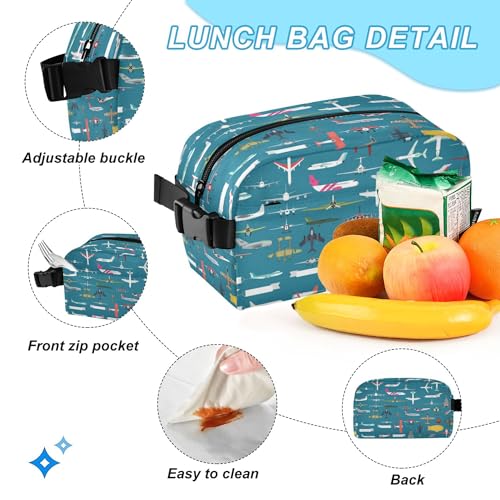 Airplane Plane and Aircraft Backpack with Lunch Bag, School Travel Backpack for Teens Boys Girls Kids Backpacks Set - color: Navy Blue