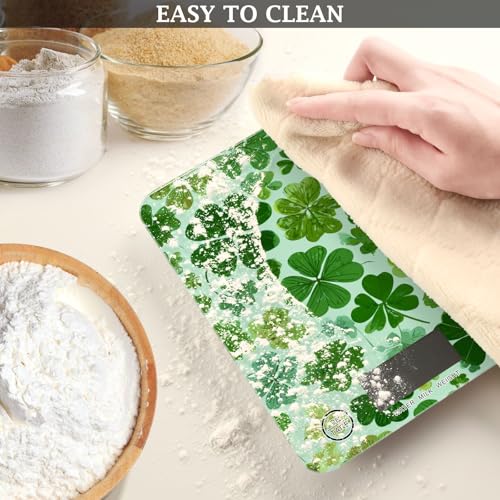 Food Scale Kitchen Scale Food Weight Scales Digital Weight Grams and Ounces Small Electronic Food Scale for Baking Cooking Green Nature St Patrick Clovers - color: Green Nature St Patrick Clovers