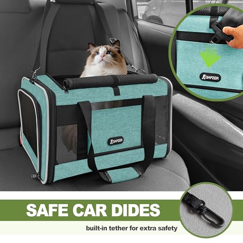 GAPZER Cat Carrier 18"x11"x11" TSA Approved Ventilated Pet Air Travel Cage | Top Open Small Animal Basic Crate, Shih Tzu Dog Softsided Durable Kennel, 4-Mesh-Side Kitty Carry on Case up to 20 lbs Teal - color: Turquoise