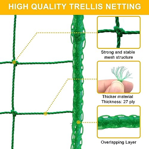 Garden Trellis Netting for Climbing Plants Outdoor, 6.6x16.4 FT Plant Netting for Cucumber, Tomato, 27 Strands Trellis Net with 4x4 Inch Mesh as Vegetable Netting for Grape, Bean, Pond - size: 6.6x16.4 FT