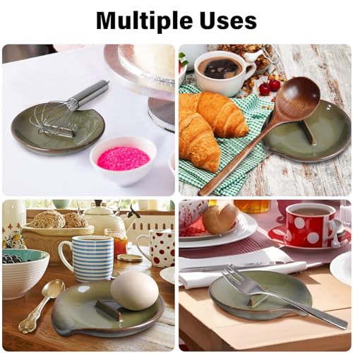 Egg Cracker Spoon Holder, Spoon Rest for Kitchen, Ceramic Spoon Holder for Stove Top, Cooking Spoon Holder,Heat Resistant Utensil Rest for Countertop, Dishwasher Safe, 3 pack - color: 3 pack