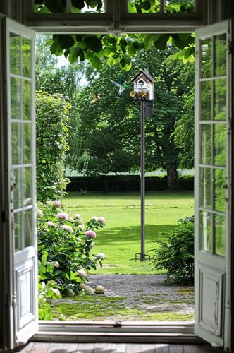 102 inch Tall Bird Feeder Pole, Heavy Duty Bluebird House Pole for Outdoors | 1 inch Adjustable Bird Feeder Stand for Backyard Garden Wild Bird Watching, Metal Mounting Post Kit with 5 Prongs Base - size: 102" (1 Pack)