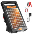 24-Hour Solar Electric Fence Charger, 0.18J, 10-Mile for Livestock | Portable All-in-One Energizer, 5700-10200V Pulse Output, 24/7 Solar Charging, Weatherproof, Deters Predators - color: Black