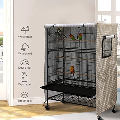 Ymiko Birdcage Cover Universal Windproof Cage Cover with Side Window Light Blocking for Large Bird Cages Hamster Cages Cat Cages Dog Cages (Black) - color: Black