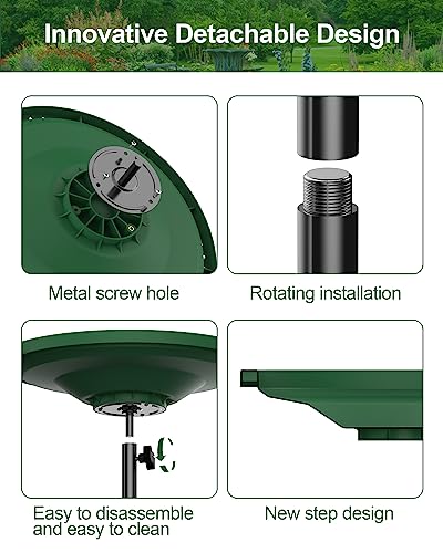 Bird Baths for Outdoors Heavy Duty, 38.5 Inch Detachable Birdbaths for The Garden Clearance, Bird Bath Bowl Spa & Birdfeeder with Metal Stake Stand for Outdoors Garden, Circle Style (Green) - color: Green