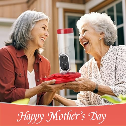 Hummingbird Feeder with Camera Solar Powered, AI Identify Cloud Storage Instant Notification, CCPA Data Protection, Outdoor Hanging, Idea Gift for Family Friends (20 Ounces)