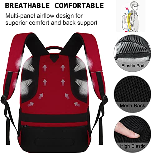 Laptop Backpack,Business Travel Anti Theft Slim College Backpack | Water Resistant Durable Computer Bag Gift for Women & Men Fits 15.6 Inch Laptop and Notebook - Red - color: Red, size: 15.6 Inch, style: Laptop