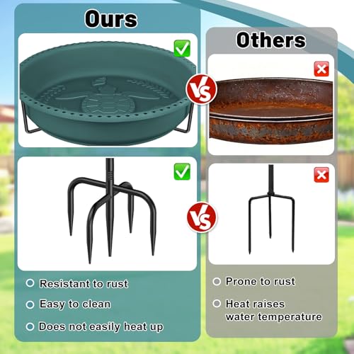 Bird Bath for Outside, Garden Freestanding Birdbath & Birdfeeder with Removable Bowl, Bird Baths Feeder for Outdoors Garden Patio Yard Lawn Decor, 5-Pronged Base & Easy to Clean(Green) - color: Green