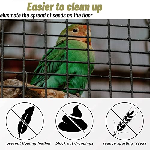 Hakeeta Bird Cage Skirt, Mesh Bird Seed Catcher, Airy Net Cover, Soft Nylon Ventilated Skirt Traps Seed Guard for Parrots with Adjustable Drawstring (Large Size-XL, Black) - color: Black