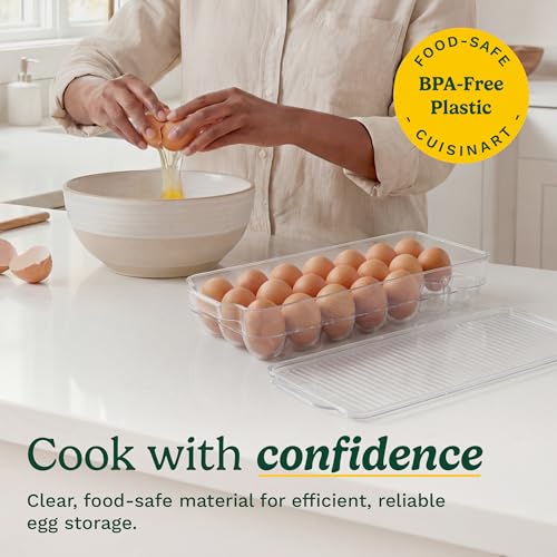 Best Brands Cuisinart Egg Holder for Fridge, Holds 21 Eggs, Stackable | Clear BPA-free plastic with fitted lid, fits standard refrigerator shelves, replaces flimsy cartons, hand wash only - color: 21 Eggs