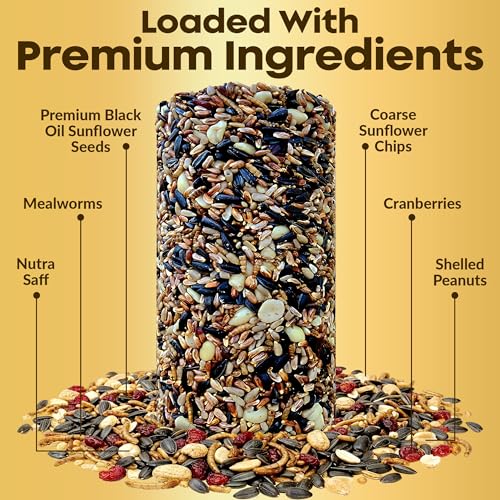 Cardinal Bird Seed Cylinders with Hole, Nutrasaff & Mealworms, 2 Pack | Cardinal Blend, Cylinder Bird Seed, Safflower, Peanuts, Mealworms & Cranberries, Attracts Various Wild Birds, USA Made 1.5lbs - size: 2-Small