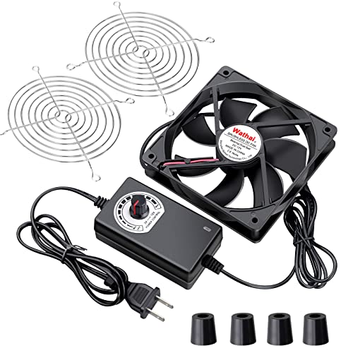 Wathai 120mm x 25mm AC Powered Computer Fan AC 110V 120V Speed Controller | Dual Ball 3000RPM High Speed Fan Variable Speed Controller for Biltong Box Greenhouse Receiver Amplifier Xbox DVR Cooling - size: 120mm