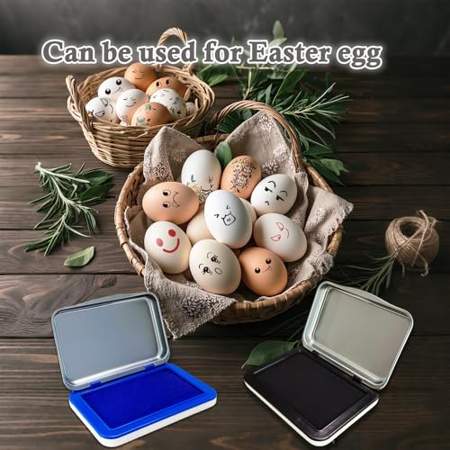 2PCS Egg Date Marking Stamp Ink Pad, 2.95 x 2.16 inches, for Fresh Eggs, 2 Pack (Blue&Black) - color: Blue&black