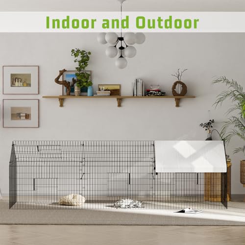 NUGRIART Metal Chicken Coop 130"×40"×40" Chicken Run with Waterproof Cover Portable Poultry Cage Walk in Hen House Outdoor Backyard Farm Animal Enclosure Crate Pet Playpen Exercise Pen for Rabbit Duck - size: 130.0"L x 40.0"W x 40.0"H