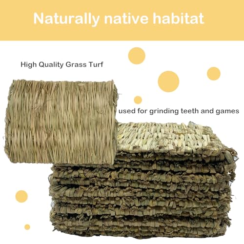 Rabbit Grass Mats,Bunny Grass Mat,Woven Straw Mat Bed Rabbits Hay Mat Sleeping Bunny Natural Handcrafted Woven Bed Nesting and Toys for Guinea Pig Hamster Chinchilla Squirrel(6 PCS)