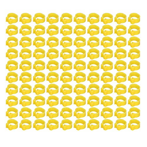 Omabeta 100PCS Reusable 8mm Pigeons Identification Leg Rings for Easy Dovecot Management and Marking, Lightweight Plastic Bands for Poultry Supplies (Yellow) - color: Yellow