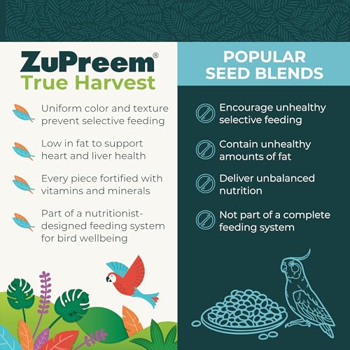 ZuPreem True Harvest Cockatiel & Conure Food, Uniform Bird Food, M, 10 lb | Bird Food Pellets, ZuPreem Natural Pellets, Cockatiels, Conures, Lovebirds, Quakers, Lorikeets, Medium Large Birds, USA - size: 10 Pound (Pack of 1)