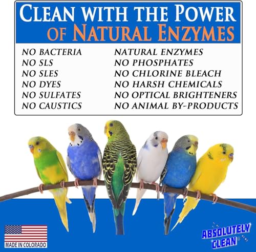 Absolutely Clean Amazing Bird Cage Cleaner and Deodorizer - Just Spray/Wipe - Safely & Easily Removes Bird Messes Quickly and Easily - Made in The US - Fragrance Free - (128oz Pack of 4) - style: 128 Fl Oz (Pack of 4)
