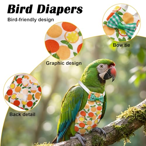 2 Pcs Bird Diaper, Cute Pet Bird Pants Parrot Nappy | Reusable Flight Suit Birds Diapers with 20 Replacement Diapers and 2 Leash for Parakeet Cockatiel Mini Macaw Budgie Canary
