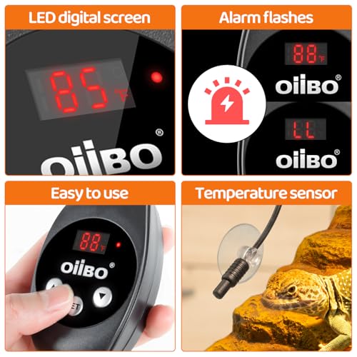 Reptile Dimming Thermostat, PID Thermostats Digital Thermostats for Reptile Heat lamp, Breeding Incubation, Seed Germination (68-122°F/20-50℃)