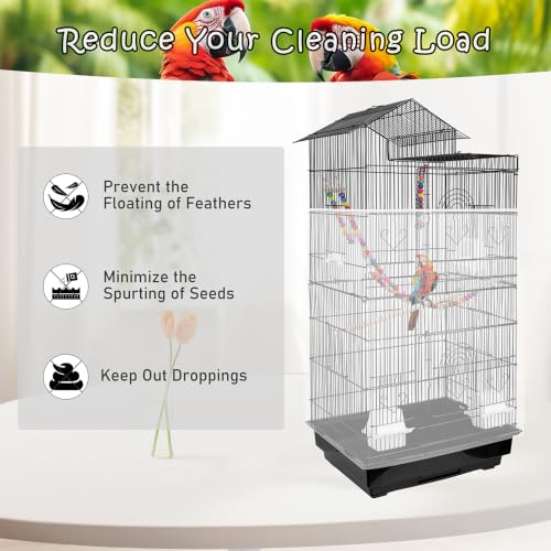Bird Cage Seed Catcher – Stretchy Mesh Skirt for Parrot Cages, White | Fits most bird cages, stops seed scatter. Breathable, lightweight, reusable. Easy install, washable. Keeps floor clean.