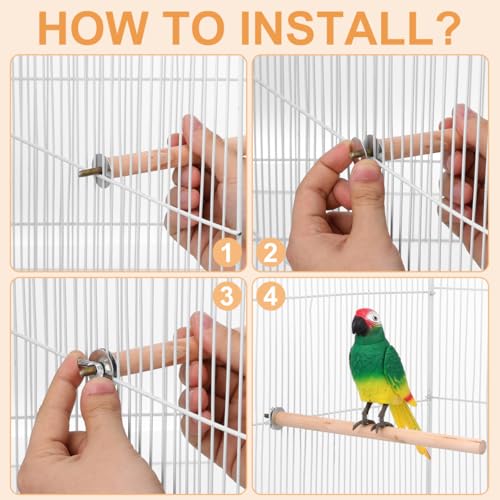 Kisangel Bird Cage Perches 5 Pack Natural Wood Parrot Perch Set with Built-in Bolts and Wing Nuts Claw Grinding Stand Toys for Parakeet Cockatiel Budgie Finch 11.81In Length