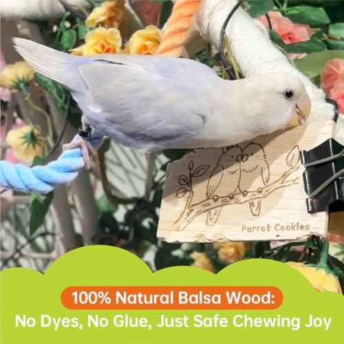 Natural Balsa Wood Bird Chew Toys,30 Pack Soft Wooden Slices with Prints - size: Large