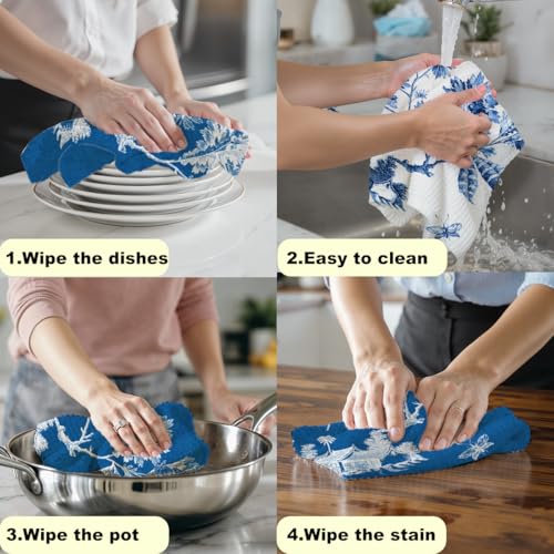 2 Pcs Traditional Artistic Kitchen Towels Decorative Hand Towels | Waffle Soft Tea Towel for Home, Bathroom, Absorbent Microfiber Dish Cloth, Housewarming Gifts for Women, Mom, Friend - color: Multi 1259