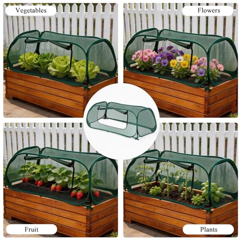 2 Pack Garden Covers for Raised Beds, Pop Up Mesh Plant Covers for Outdoors | 30% Sunblock Plant Shade Tent & Crop Cage, Protection for Seedlings Vegetable Against Birds Animals