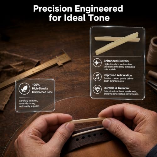 Miwayer 2 Pack 6 String YMH Acoustic Guitar Unbleached Bone Saddle, Guitar Bridge Saddles, Cut from Whole Bones, 75x3x9.7mm - color: 6 String YMH Guitar Saddle 75mm 2 Pack