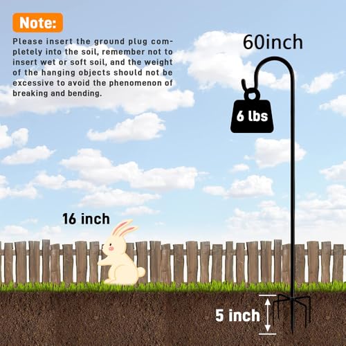 Shepherd Hooks Outdoor 60 Inches for Lanterns Heavy Duty Shepherd Stand Plant Hanger Yard Hooks for Solar Lights,Bird Feeder,Wedding,Mason Jar,Planter Pot,Adjustable Height - color: 60 IN