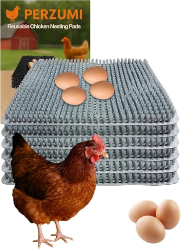 Washable Nesting Pads for Chicken Coop, 6-Pack, 13×11 in Reusable Nest Box Liners, Trim-to-Fit Open-Grid Design for Cleaner Eggs (Grey) - color: Grey, size: 6-Pack