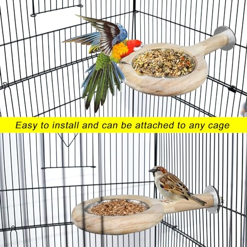 ASOCEA Adjustable Bird Harness and Leash, 2 Pack Bird Food Stainless Steel Cups for Yellow Naped Amazons Galah Cockatoos Small to Medium Breed Parrots Fits Birds Chest