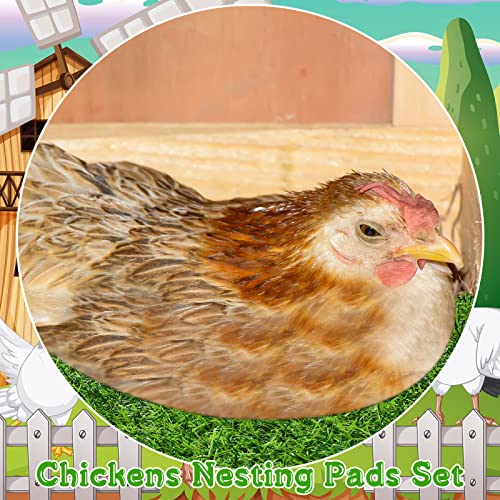 Zhengmy 12 Pcs Chickens Nesting Pads Set Nest Box Bedding Washable Nesting Pads for Chicken Coop, Artificial Grass Rug Carpet Synthetic Turf Mat, 12 x 12 x 1.2 Inches(Green) - color: Green