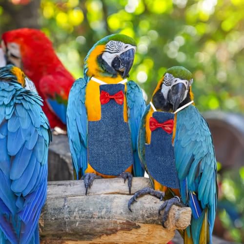SUPERFINDINGS 2Pcs 2 Sizes Bird Diaper Harness Cockatiel Tuxedo Flight Suite Reusable Parrot Nappy Clothes Costume with Steel Wire Spring Rop for Parrots Pigeons Pet Supplies