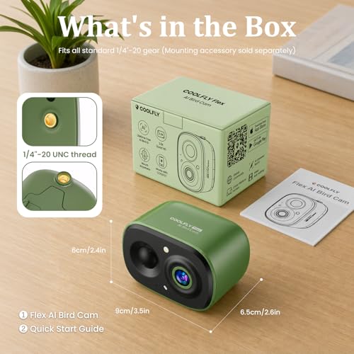Smart Bird Camera Only, for Bird Feeder/Bath/House Bird Watching Live, 2.4G | Free AI Identify 10,000+ Species, Auto Capture 2.5K Bird Videos, Instant Alerts, Wireless Outdoor Cam, for Mom Dad Birdlovers