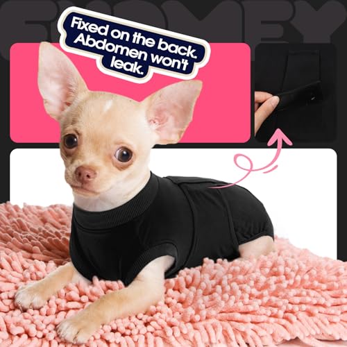 Dog Recovery Suit Male,Dogs Surgery Neuter Suits Puppy Spay Shirts | for Female Protect Dog's Skin Anti Licking Abdominal Wounds Doggie Onesie Pet Bodysuit Alternative to Cone Black XS - color: Black, size: Xs(back:8.3-11.4in,wt:4-7lbs)