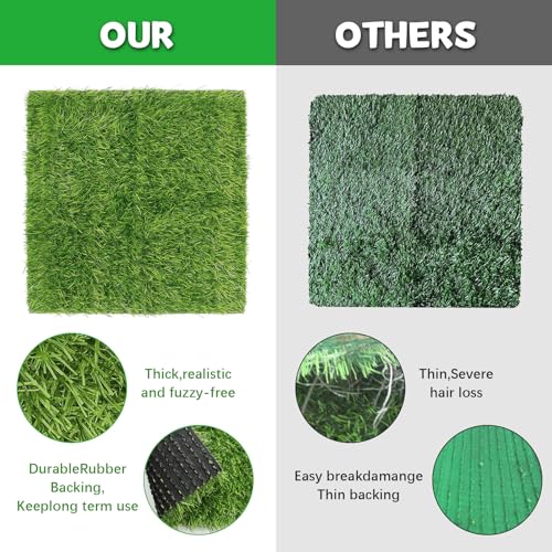 12 Pack Chicken Nesting Box Pads - 12"x12"x1" Washable Artificial Grass Liners for Chicken Coop, Laying Hens, Pet Garden (Indoor/Outdoor Use) (12)
