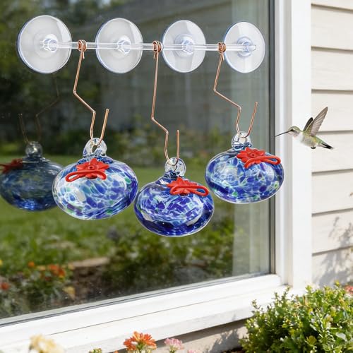 3PCS Window Hummingbird Feeder with Suction Cups(Blue) - color: Blue