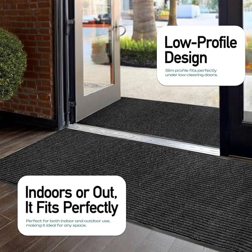 MaxMat® Extra Large Commercial Floor Mat, 3 x 5 Feet Heavy Duty, Waterproof, Low-Profile, Easy to Clean, Rubber Entry Mat (RIB0035BL, Black) - color: Black, size: 3 x 5 feet